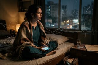 Woman sitting alone feeling emotionally unsupported to depict alpine divorce