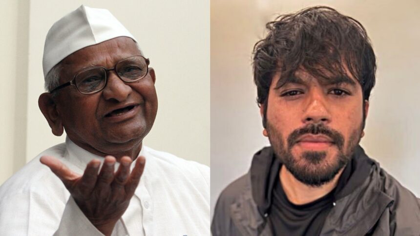 Senior social activist Anna Hazare and Cockroach Janta Party founder Abhijit Dipke.