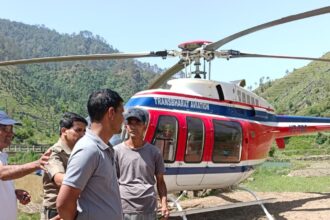 During the flight over the Chamba–Arakot area, heading from Badrinath shrine to Dehradun, the chopper made a safe emergency landing
