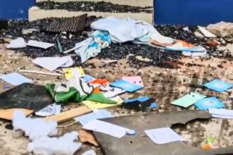 Wreckage is seen at the TMC office in Asansol following declaration of West Bengal assembly election results | Photo: PTI