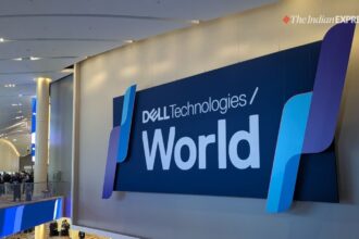 Dell Technologies executive John Roese speaks about sovereign AI, hybrid infrastructure, and the future of AI policy at the company’s Las Vegas event. (Image: The Indian Express/ Anuj Bhatia)