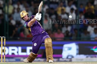 This was Allen's fourth T20 century. (Express Photo by Praveen Khanna)