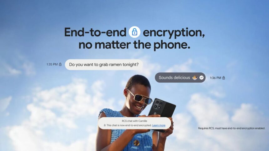 Cross-platform texting is becoming more private and secure with the arrival of end-to-end encrypted RCS messaging. (Image: Google)