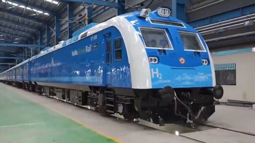 The country's first hydrogen-powered train will run between Jind and Sonipat in Haryana. (Image: AwasthiAwanishK/X)