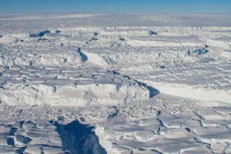 Over time, the warmer deep water eroded a protective layer of cold water known as the “winter water layer,” which had previously insulated Antarctic sea ice from heat trapped deeper in the ocean. (Image: New York Times)