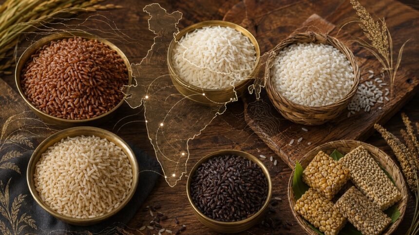 Millet bars and indigenous grains representing India's food heritage