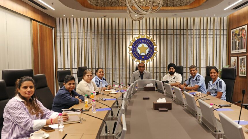 Indian women's team captain Harmanpreet Kaur attends a Selection Committee Meeting to finalise the team for the T20 World Cup. (Photo: BCCI Women/X)