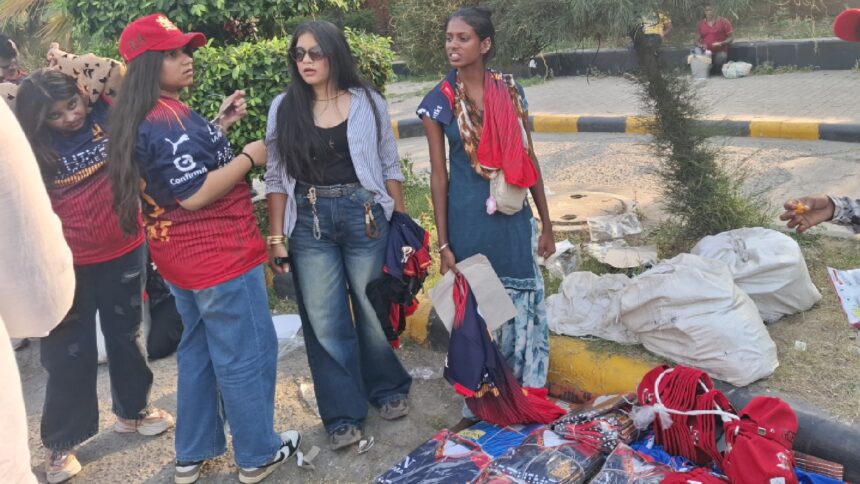 Supporters outside Arun Jaitley Stadium in Delhi before an IPL match. (Photo: Navya Dua)