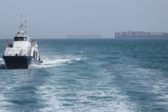 Before the conflict began in February, about 138 ships passed through the Strait each day, the Joint Maritime Information Centre says.