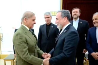 Iranian Foreign Minister Abbas Araqchi meets Pakistani Prime Minister Shehbaz Sharif, in Islamabad, Pakistan, in this screengrab taken from a video released April 25, 2026. (REUTERS)