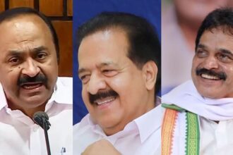 Opposition Leader V D Satheesan, former Opposition Leader Ramesh Chennithala and All India Congress Committee (AICC) general secretary K C Venugopal