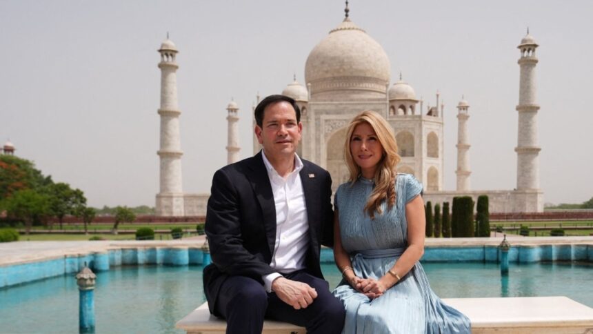 US Secretary of State Marco Rubio visited the Taj Mahal in Agra with wife Jeanette Rubio and US Ambassador Sergio Gor during his India visit ahead of the Quad meeting scheduled for May 26 in New Delhi.