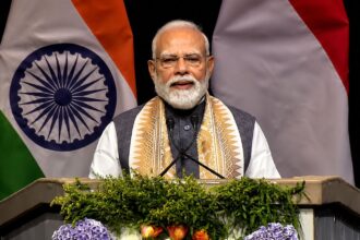 PM Modi addresses the Indian diaspora in Netherlands on Saturday. (YT@BJP)