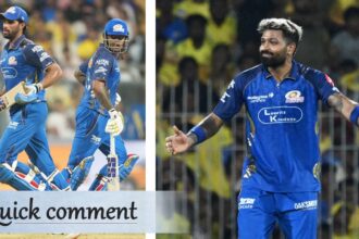 (LEFT) Mumbai Indians' Tilak Varma and Suryakumar Yadav take a single; (RIGHT) Mumbai captain Hardik Pandya reacts in the field during an IPL 2026 game. (Photos: AP)