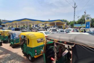 At petrol stations in Bhubaneswar