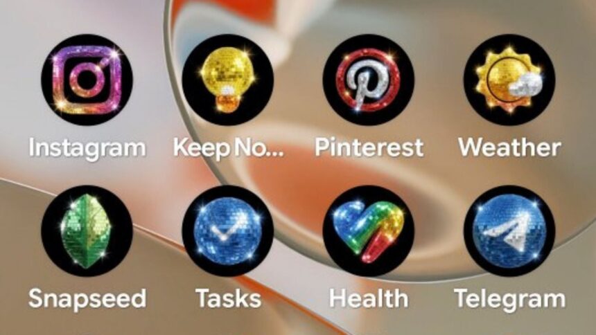 Google is giving Pixel phones a retro disco makeover with glittery app icons that are already splitting opinion online (Image: X/ Sameer Samat)