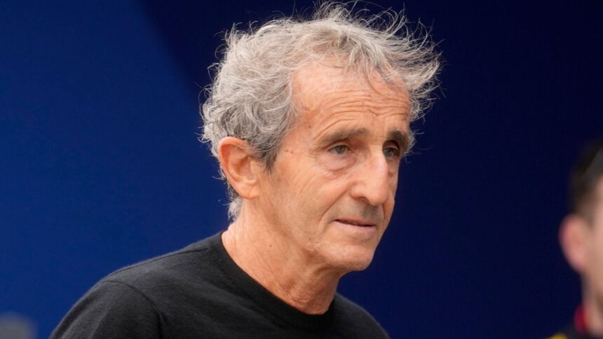 Former F1 driver Alain Prost arrives before the third free practice at the Monaco racetrack in Monaco, May 25, 2024, ahead of the Monaco Grand Prix Formula One race. (AP Photo)