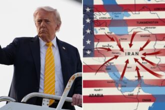 Trump has shared another post on Truth Social featuring an AI-generated image of the Middle East map overlaid with the American flag and multiple red arrows pointed toward Iran (Photo/AP, Truth Social)