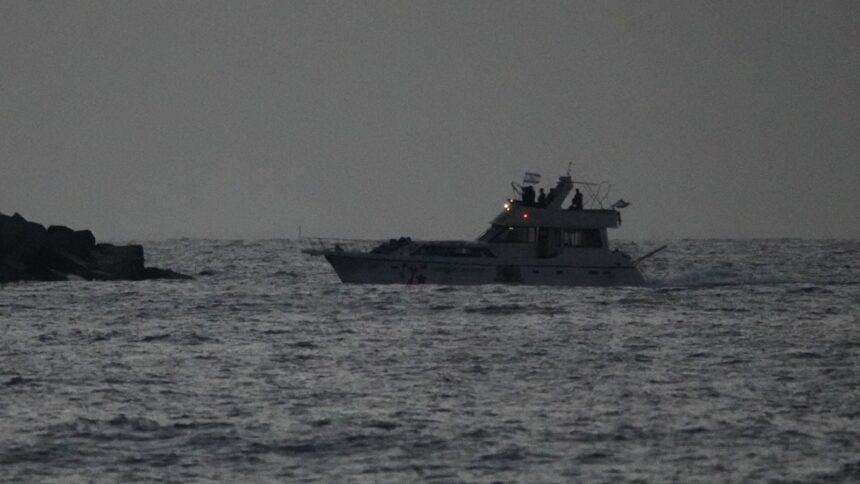 Israeli naval forces sail a confiscated Gaza-bound flotilla boat into Israel's Ashdod port after intercepting the vessel on the Mediterranean Sea, Tuesday, May 19, 2026. (AP Photo)