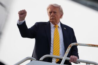 President Donald Trump board Air Force One at Palm Beach International Airport in West Palm Beach, Fla., en route Miami. (AP Photo)