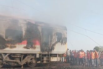 A fire broke out on the Rajdhani Express near Ratlam in Madhya Pradesh. (Image: CPRO, West Central Railway)