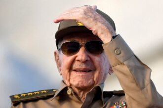 Cuba's former President Raul Castro watches a May Day rally in Havana, Cuba May 1, 2025. (REUTERS)