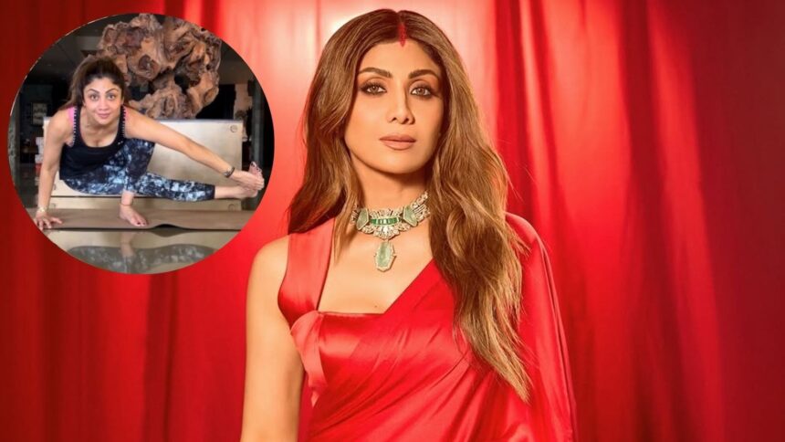 Master Shilpa Shetty’s Baby Grasshopper Yoga Pose