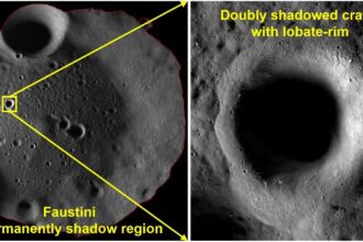 One of the strongest ice candidates identified in the study is a small 1.1-kilometre-wide crater located inside the larger Faustini crater near the lunar south pole. (Image: ISRO)