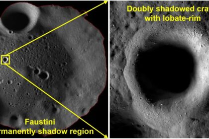 One of the strongest ice candidates identified in the study is a small 1.1-kilometre-wide crater located inside the larger Faustini crater near the lunar south pole. (Image: ISRO)
