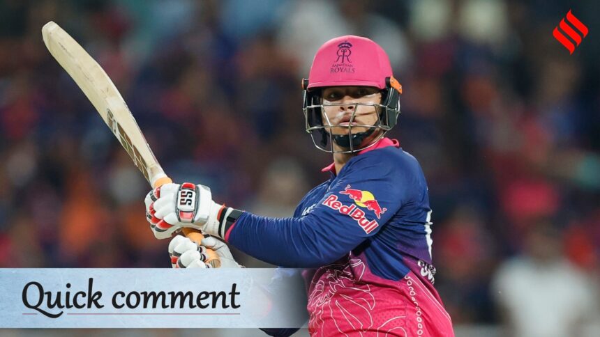 Before Sooryavanshi could hit his first six off the 14th delivery, Rajasthan Royals were already in trouble. (BCCI/Creimas Photo)
