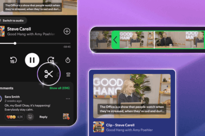 Spotify introduced Podcast Clips, a new feature that allows users to save and share specific moments from podcast episodes. (Image: Spotify)