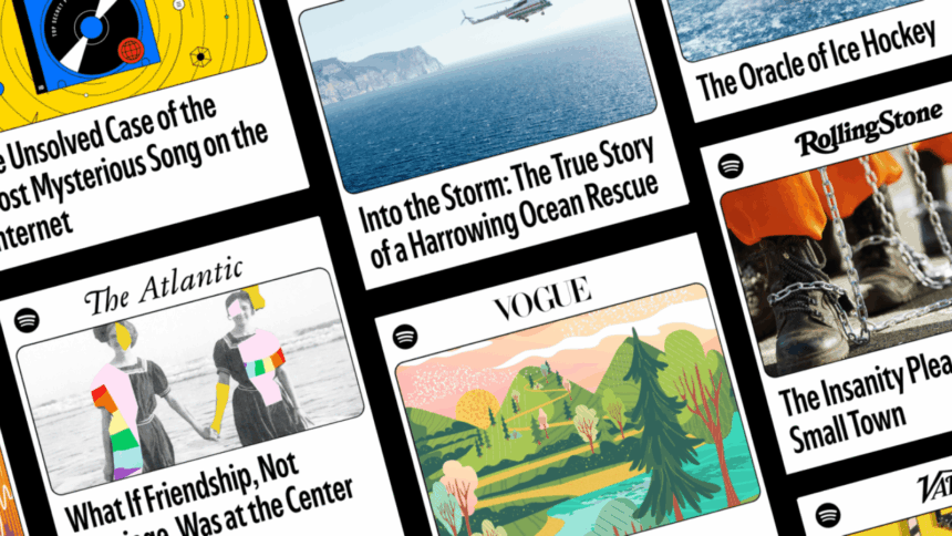 Spotify introduced narrated magazine articles on its platform. (Image: Spotify)