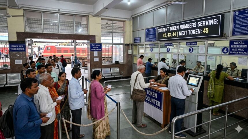 Indian Railways has introduced a token system for Tatkal ticket booking at all stations under the Kota Division to improve queue management and passenger convenience. (Image generated using AI)