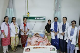 The TMU team of doctors with Amina. (Express Photo)