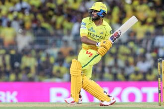 CSK batter Urvil Patel in action. (CREIMAS FOR IPL)