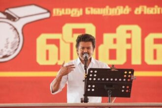 Representational | File photo of TVK chief Vijay at a public meeting | ANI