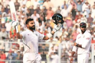Eden Gardens Test: Virat Kohli celebrates his century