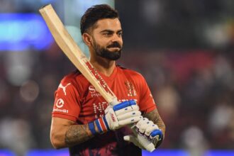 Royal Challengers Bengaluru's Virat Kohli warms up before the start of the Indian Premier League cricket match between Royal Challengers Bengaluru and Kolkata Knight Riders in Raipur, India, Wednesday, May 13, 2026. (AP Photo)