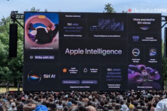 Apple executives present new AI-powered Siri features during the WWDC 2026 keynote in Cupertino, California, as the company seeks to strengthen its position in the rapidly evolving artificial intelligence market. (Image: The Indian Express/ Anuj Bhatia)