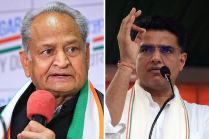 With Gehlot’s (left) attack being seen as an attempt to scuttle Pilot’s chances of a leadership role in the state, Pilot said: “If we politicians start predicting the future, then who will worship the people?" (File)