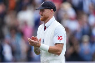 England's Ben Stokes reacts as he leaves the field after their win in the Test match against New Zealand at Lord's cricket ground in London, Sunday, June 7, 2026. (AP Photo/Kirsty Wigglesworth)