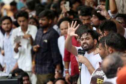 Cockroach Janta Party (CJP) founder Abhijeet Dipke led a protest at Jantar Mantar in New Delhi on Saturday, (Express Photo by Gajendra Yadav)