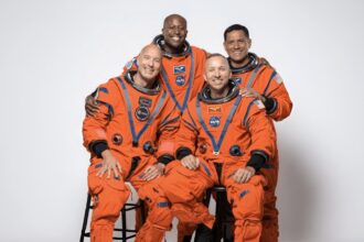 Nasa’s Randy Bresnik, Frank Rubio, and Andrew Douglas, along with European Space Agency astronaut Luca Parmitano, have been selected for the Artemis III mission. (Image: X/ Thomas Pesquet)