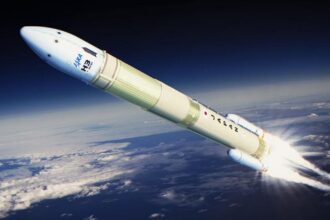 The H3 launch vehicle is a two-stage rocket developed by JAXA and Mitsubishi Heavy Industries. (Image: Jaxa)