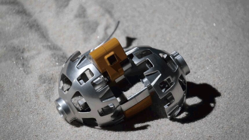 The rover, which resembles the BB-8 droid from Star Wars, can transform from a spherical shape into a small wheeled vehicle. (Image: JAXA)