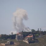 Smoke billows from southern Lebanon following an Israeli strike, as seen from Nabatieh, Lebanon, June 6, 2026. (REUTERS)