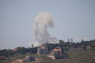 Smoke billows from southern Lebanon following an Israeli strike, as seen from Nabatieh, Lebanon, June 6, 2026. (REUTERS)