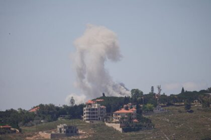 Smoke billows from southern Lebanon following an Israeli strike, as seen from Nabatieh, Lebanon, June 6, 2026. (REUTERS)