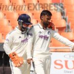 Suthar's figures of 6 for 33 were the third best by any Indian bowler in an innings on debut. (Express Photo by Kamleshwar Singh)