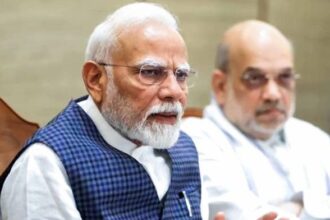Prime Minister Narendra Modi with home minister Amit Shah at a cabinet meeting in New Delhi | Photo: ANI